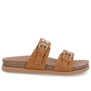 Slide Birken Marrom Couro Enfeite