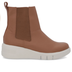 Bota Coturno Couro Marrom Elástico Lateral