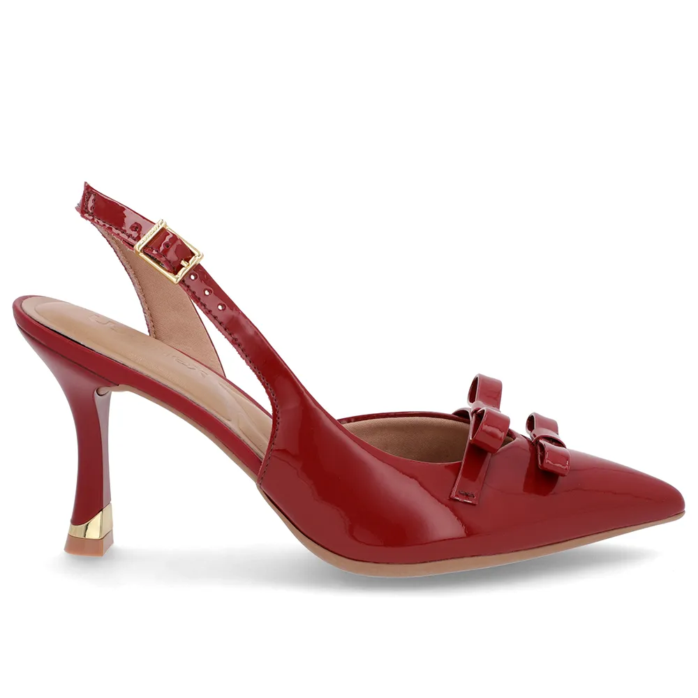 Slingback Vermelho Laço Verniz - Imagem 2