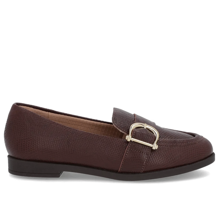 Mocassim Marrom Couro Textura Bridão