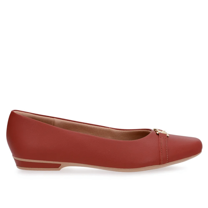 Sapatilha Marrom Couro Bico Marrom