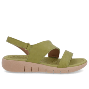 Sandália Couro Verde Tira Fecho-Flex