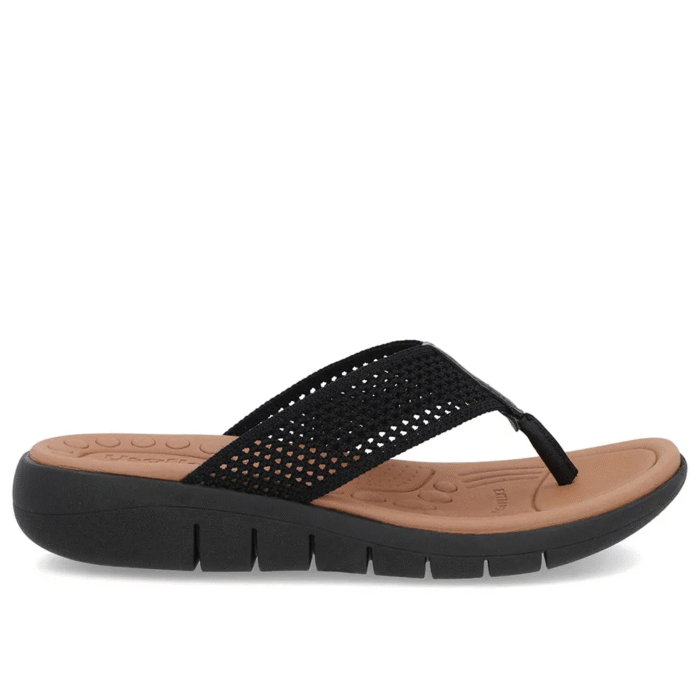 Chinelo Salto Rasteiro Tricot Preto