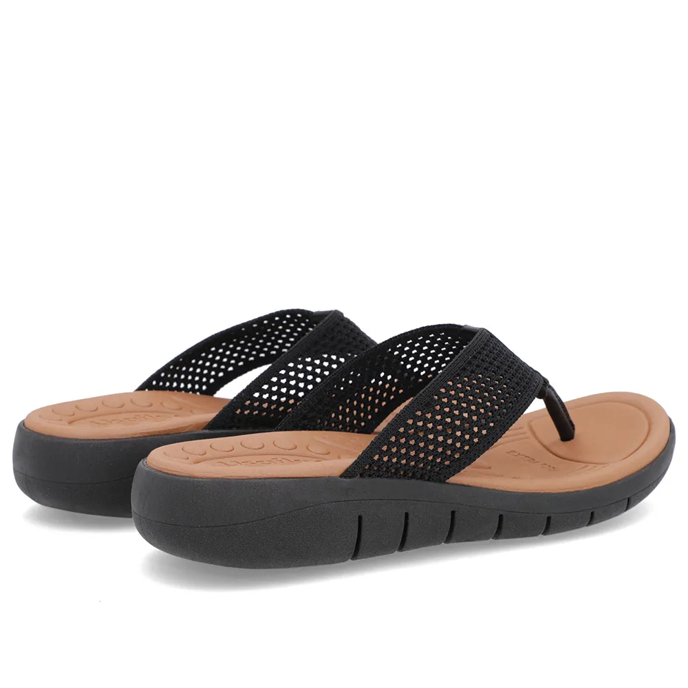 Chinelo Salto Rasteiro Tricot Preto - Imagem 6