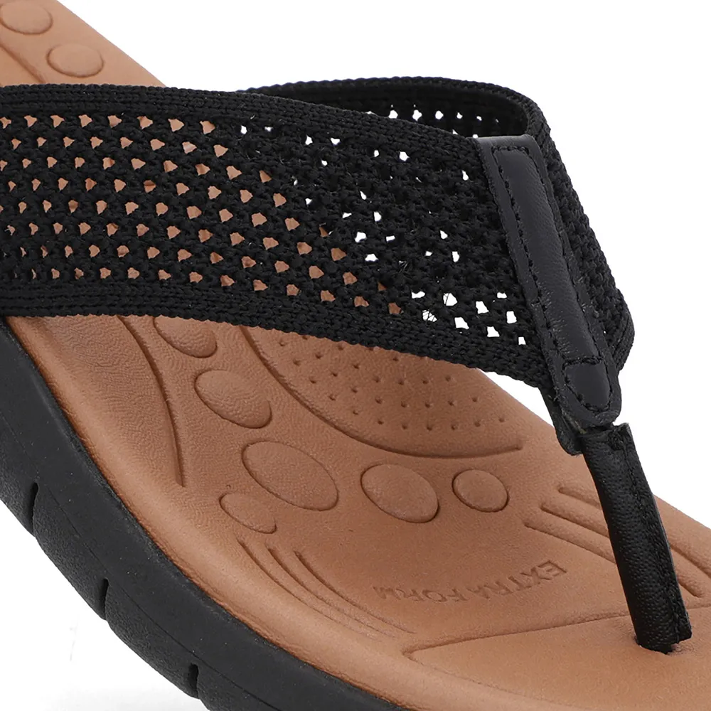 Chinelo Salto Rasteiro Tricot Preto - Imagem 8