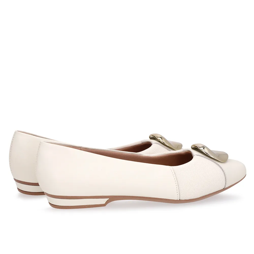 Sapatilha Branca Marfim Couro Lateral Tecido - Imagem 6