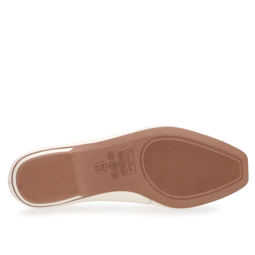 Sapatilha Branca Marfim Couro Lateral Tecido - Imagem 10