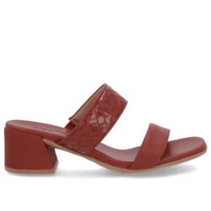 Tamanco Marrom Salto Bloco Tiras