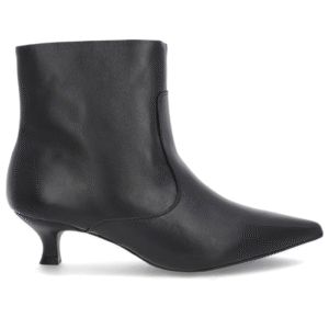 Bota Bico Fino Salto Kitten Preta Couro