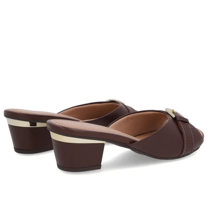 Tamanco Marrom Couro Enfeite - Imagem 5