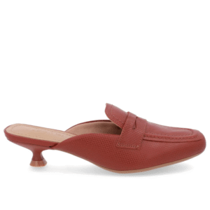 Mule Marrom Couro Salto Kitten