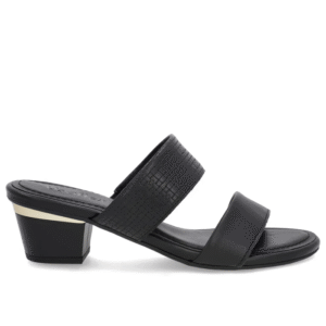 Tamanco Preto Couro Textura Tiras