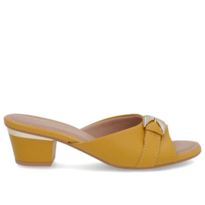 Tamanco Amarelo Couro Enfeite